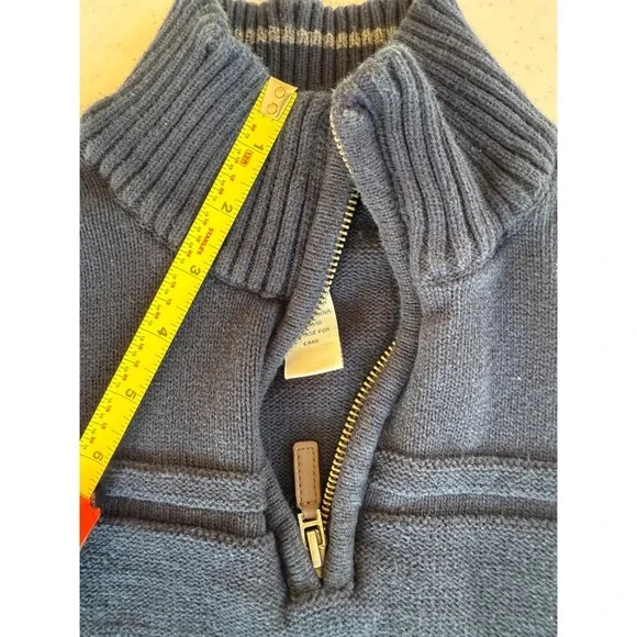 Dockers Mens Quarter Zip Pullover Sweater S/P Small Blue Cotton Knit Ribbed - Picture 4 of 6
